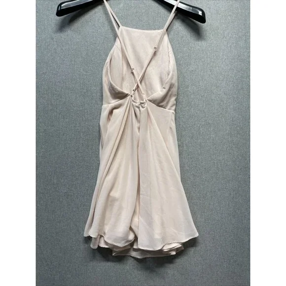 Lulus Womens Mini Cocktail Elegant Dress Sizel XS Light Pale Pink Peach - Picture 7 of 11